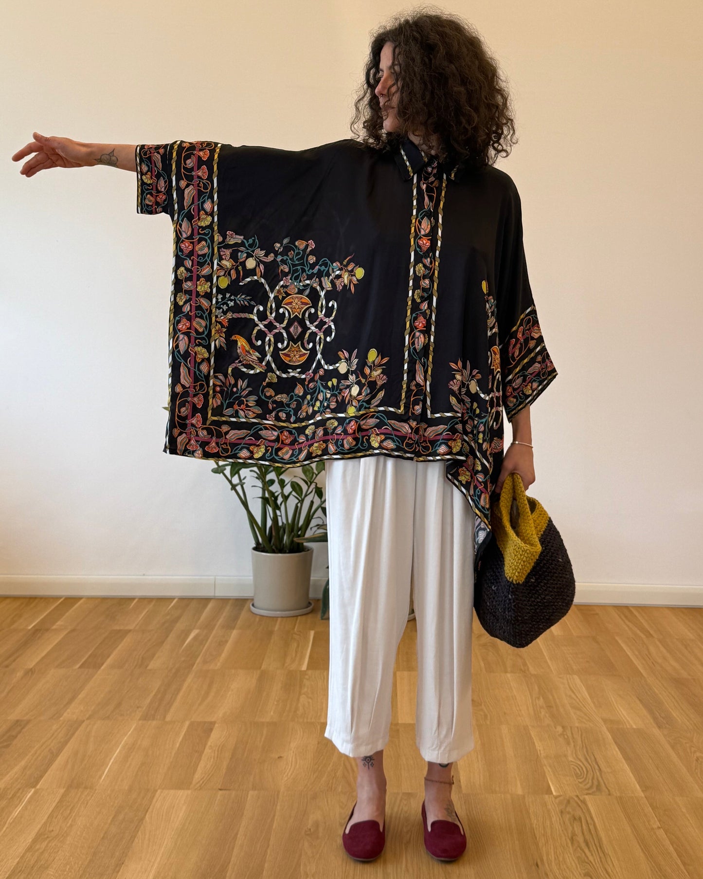 Camicia Oversize in Viscosa Rasata