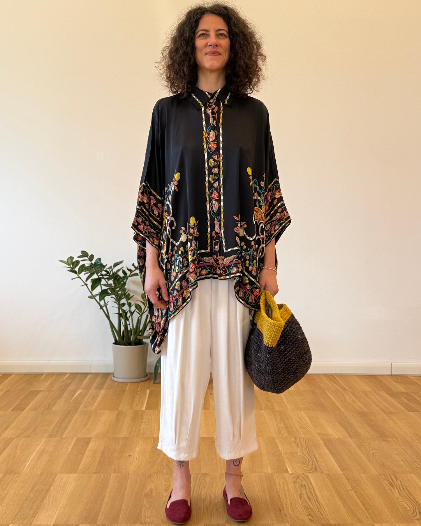 Camicia Oversize in Viscosa Rasata