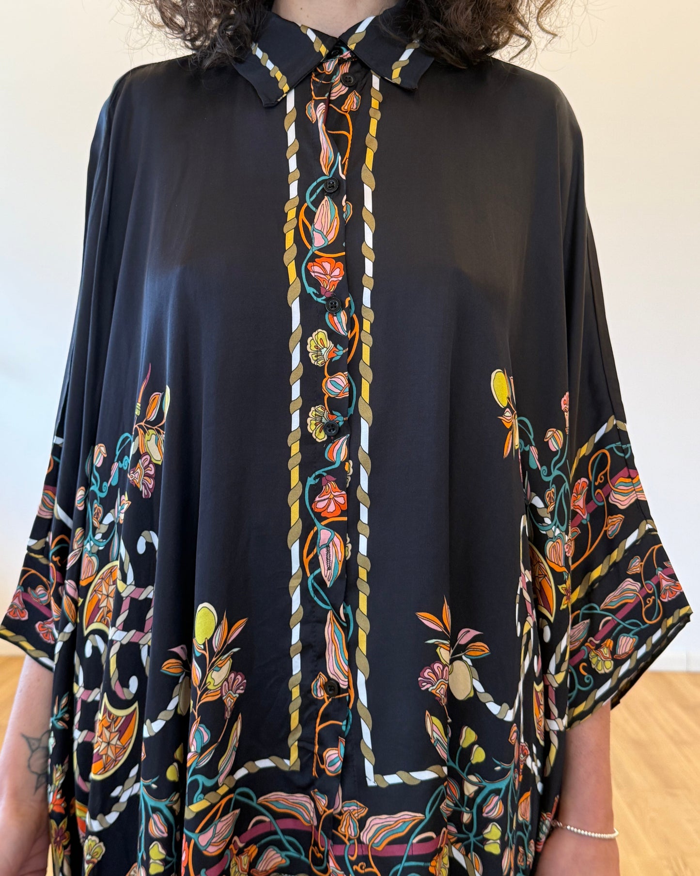 Camicia Oversize in Viscosa Rasata