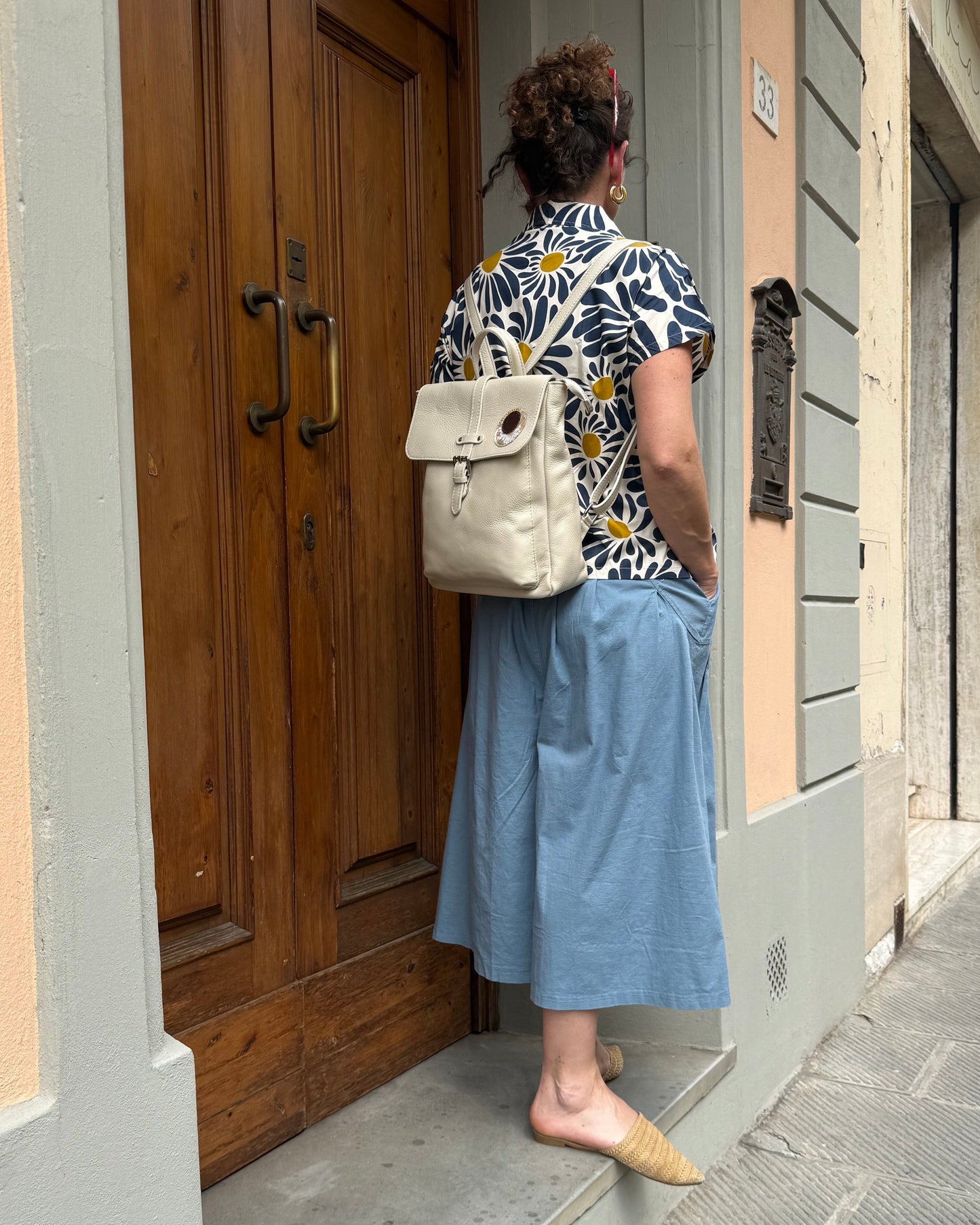 Zaino in pelle bianco latte