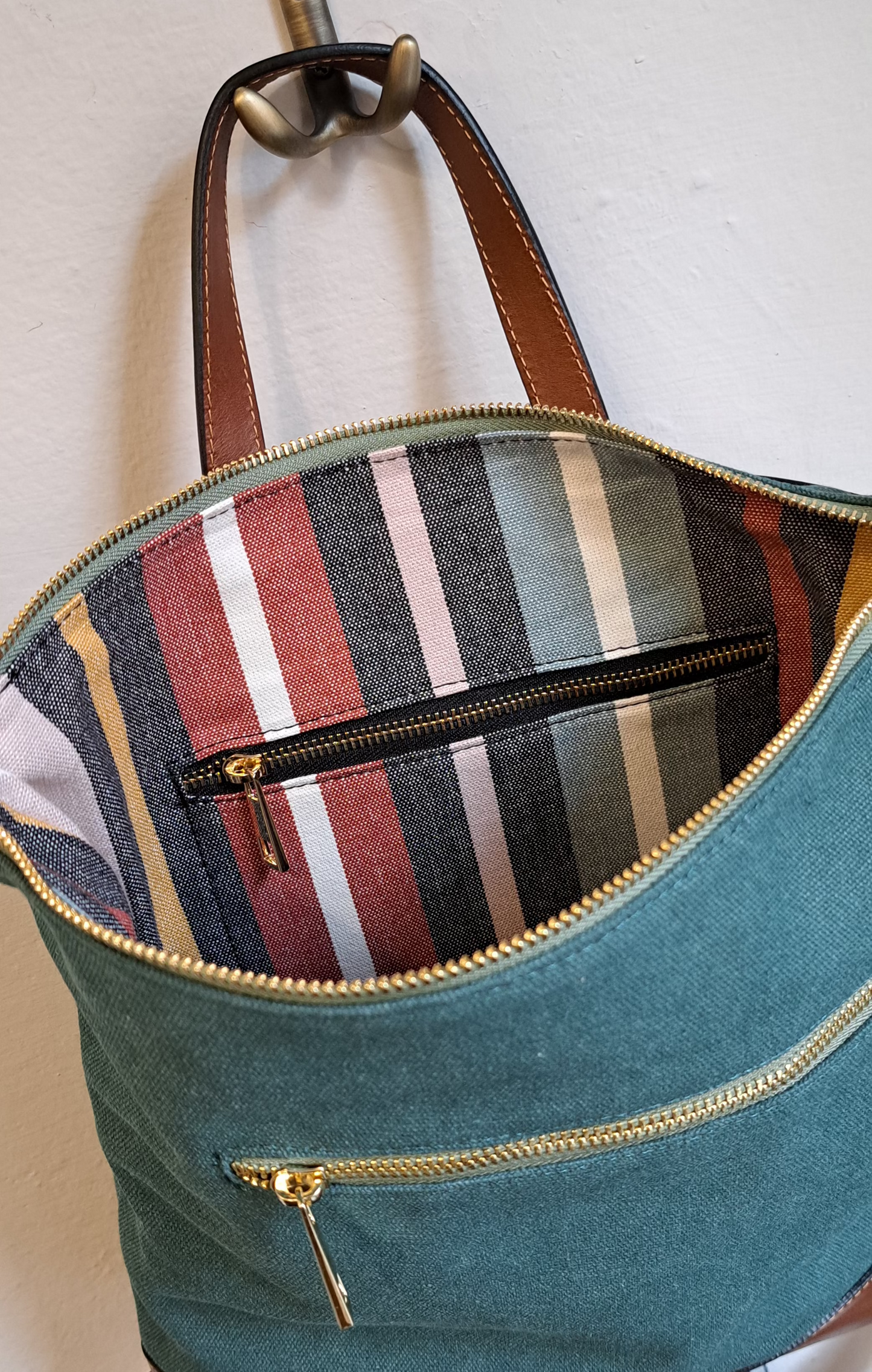Borsa zaino canvas pavone
