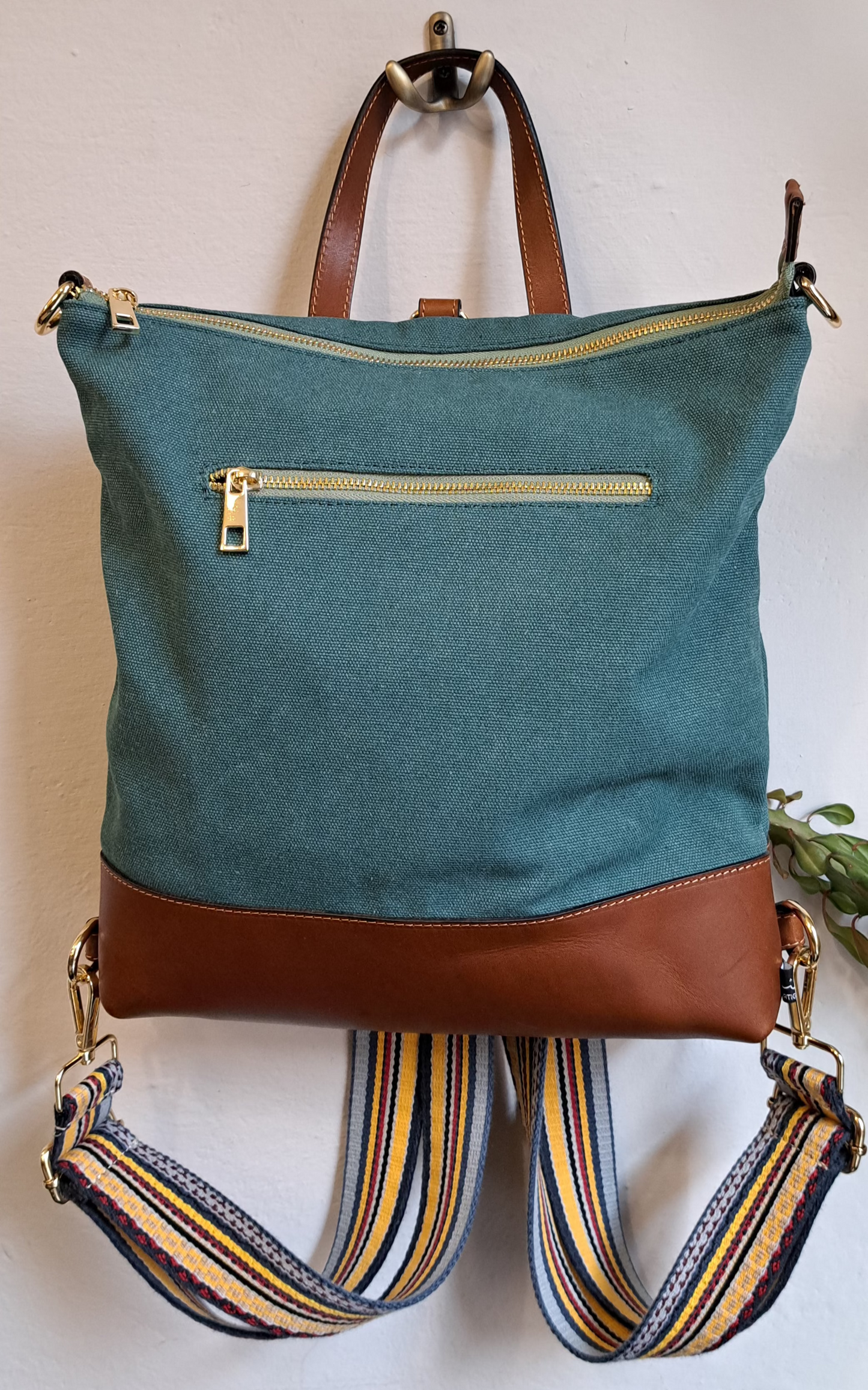 Borsa zaino canvas pavone
