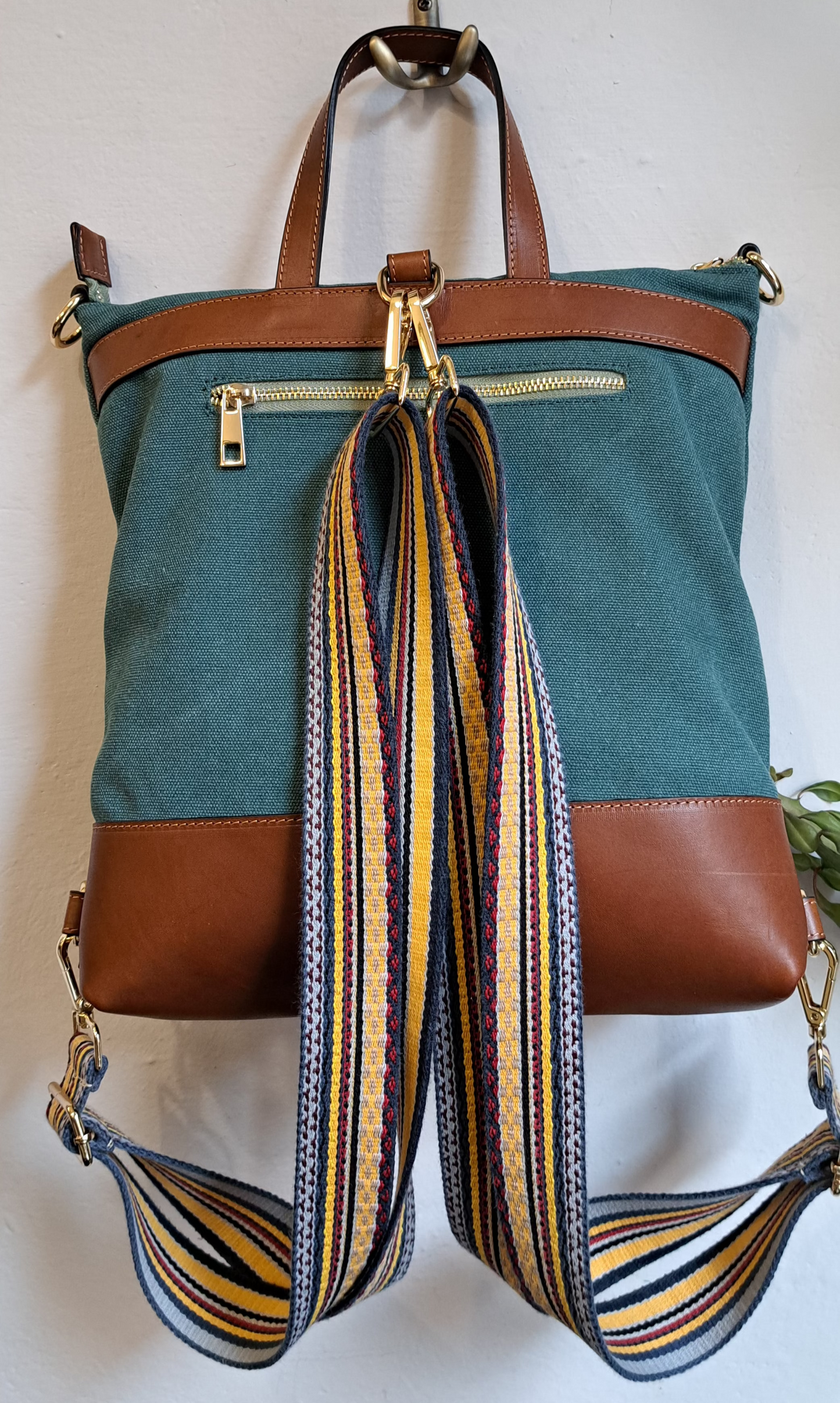 Borsa zaino canvas pavone