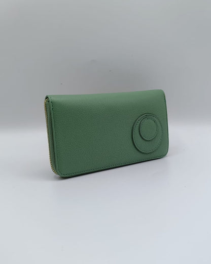 Portafoglio in pelle verde acqua