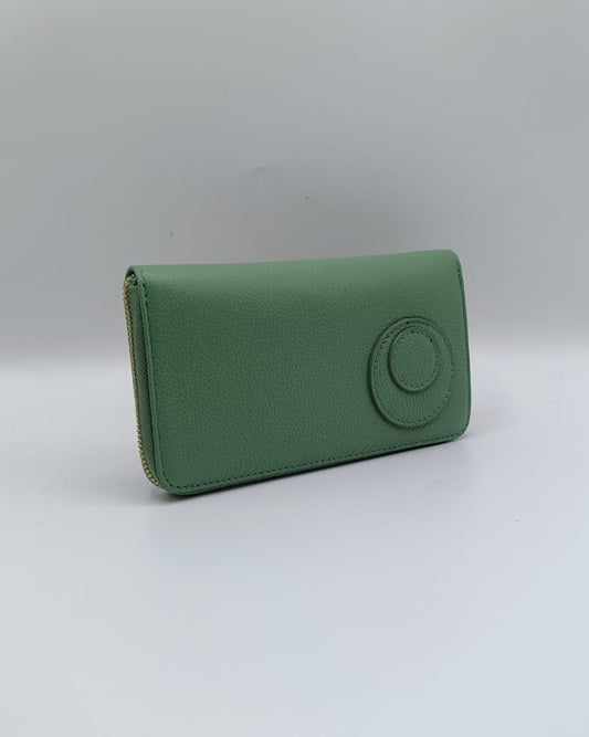 Portafoglio in pelle verde acqua