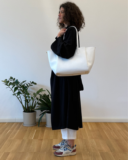 Borsa shopper pelle bianca