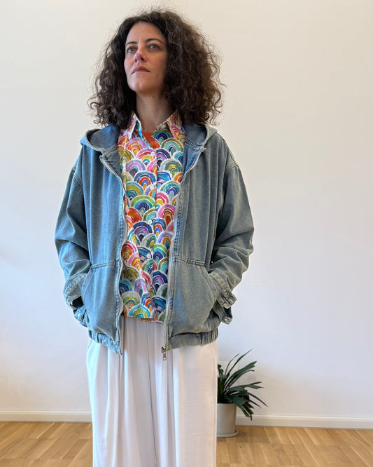 Giubbotto boxy in denim