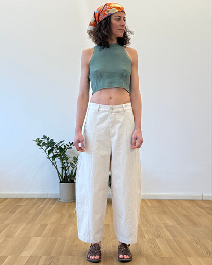 Pantaloni ovetto cotone burro