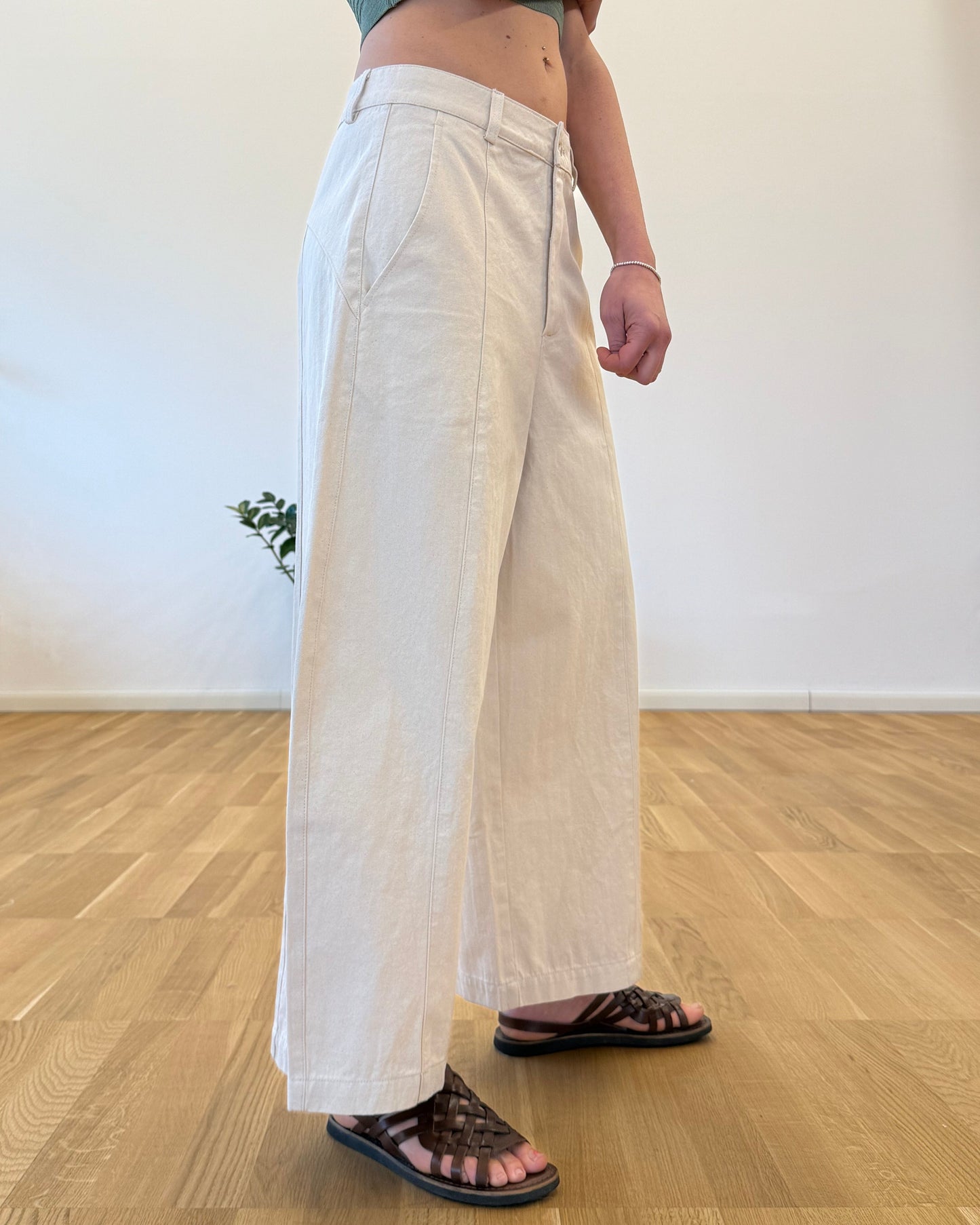 Pantaloni ovetto cotone burro
