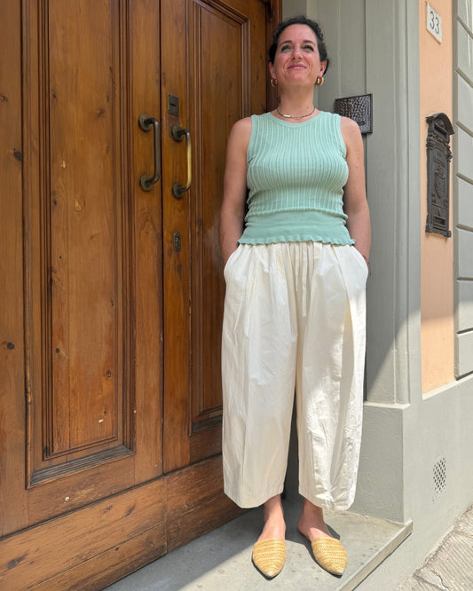 Pantalone con elastico  bianco