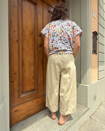 Pantalone balloon con elastico beige