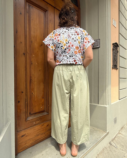 Pantalone balloon con elastico verde kaky