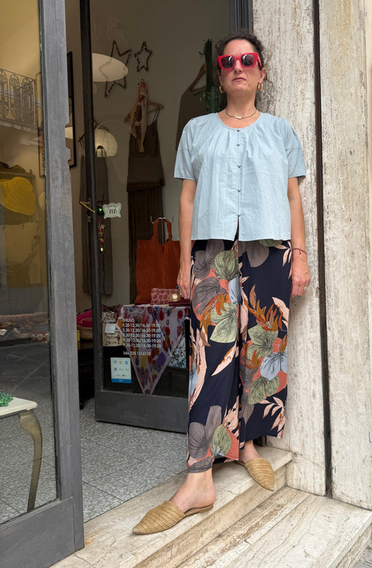 Pantalone floreale blu