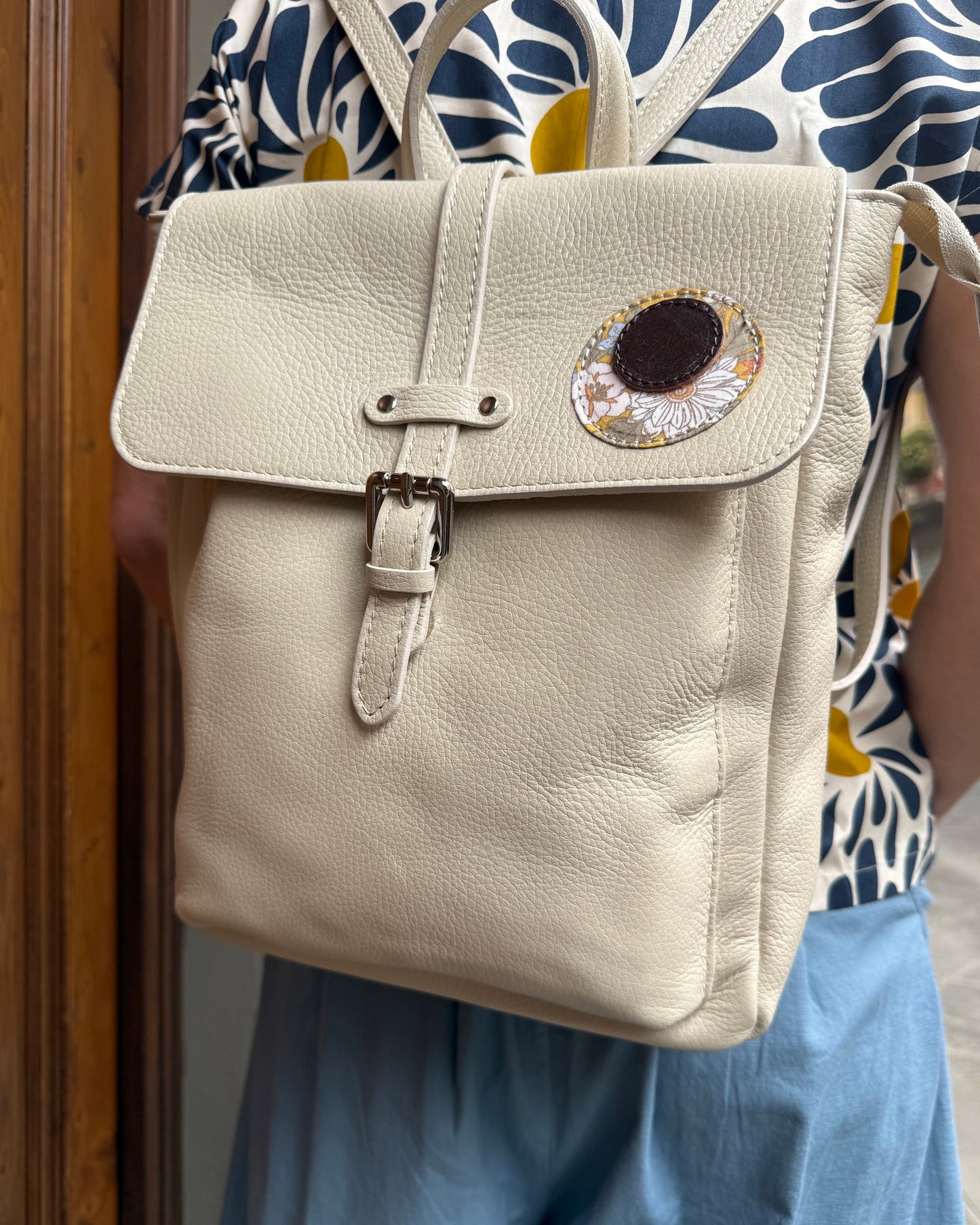 Zaino in pelle bianco latte