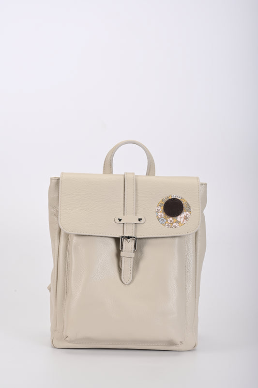 Zaino in pelle bianco latte