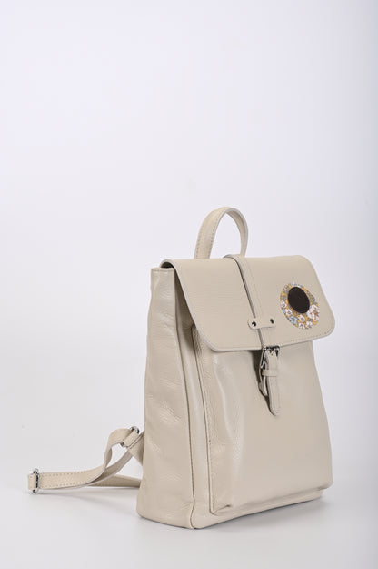 Zaino in pelle bianco latte