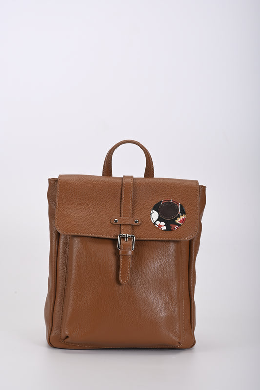 Zaino in pelle color tabacco