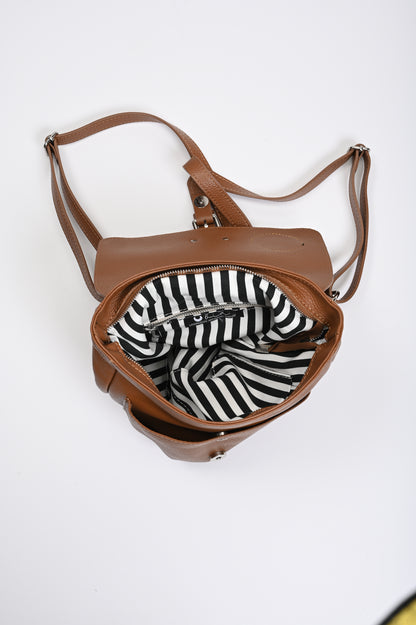 Zaino in pelle color tabacco