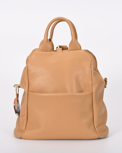 Borsa zaino pelle beige