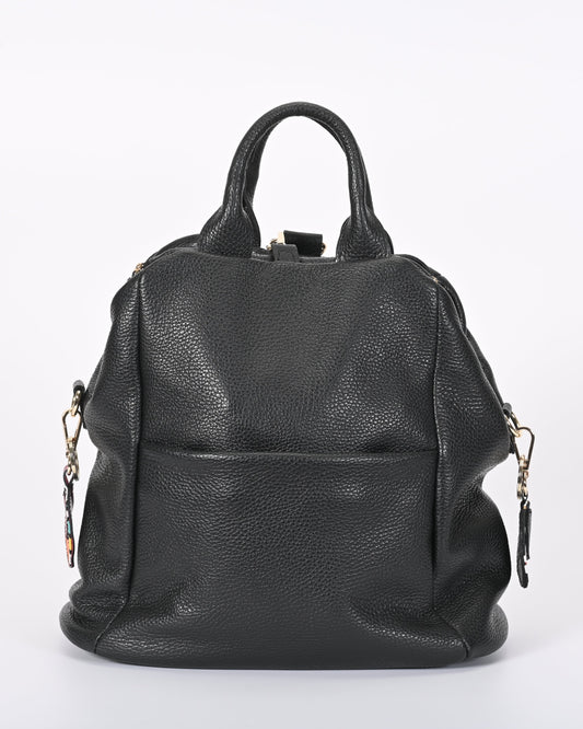 Borsa zaino in pelle nera