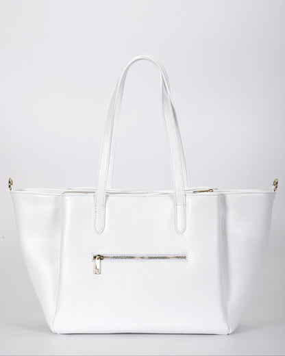 Borsa shopper pelle bianca