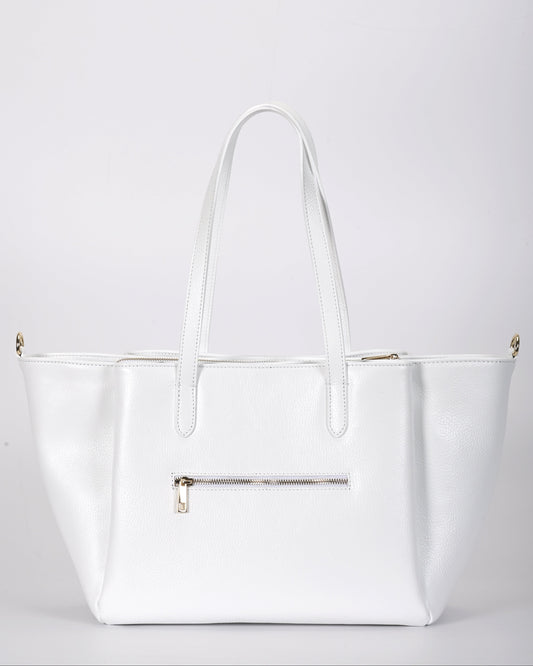 Borsa shopper pelle bianca