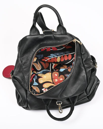 Borsa zaino in pelle nera