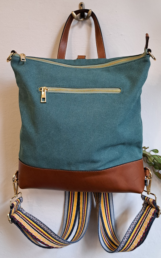 Borsa zaino canvas pavone